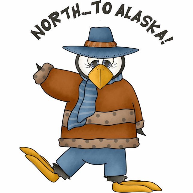 North to Alaska Penguin Ornament Photo Sculpture Decoration (Front)