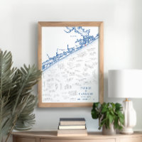 North Topsail Beach Map Wedding Guest Book Poster