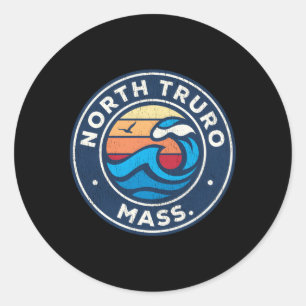 North Truro Massachusetts Ma Nautical Waves Classic Round Sticker