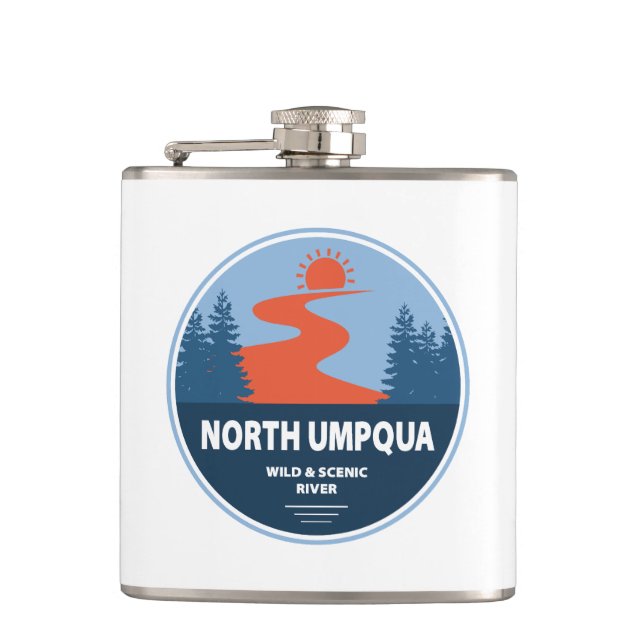 North Umpqua Wild and Scenic River Oregon Hip Flask (Front)