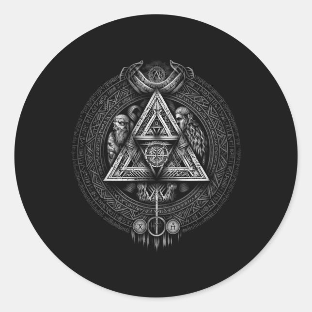North Valhalla Norse Mythology Classic Round Sticker (Front)