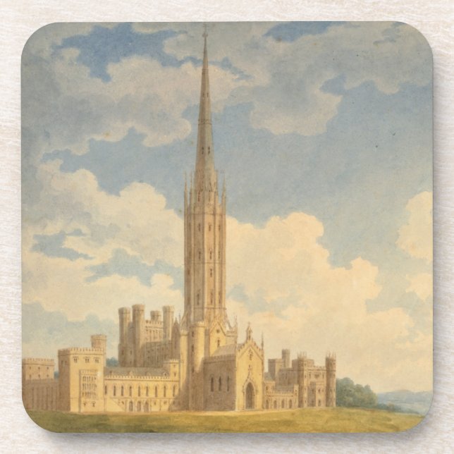 North-west view of Fonthill Abbey (w/c on paper) Coaster (Front)