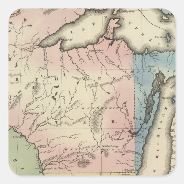 North Western and Michigan Territories Square Sticker (Front)