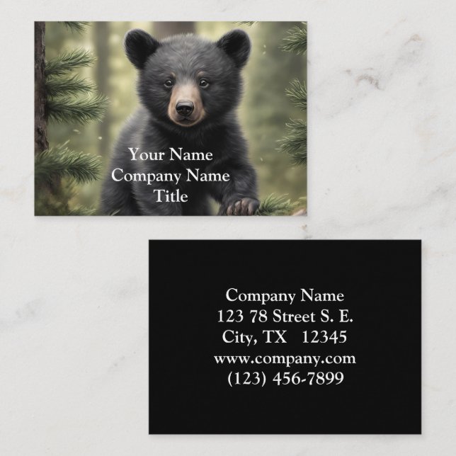 North Woods Little Black Bear Cub Business Card (Front/Back)