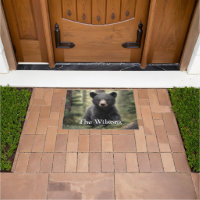 North Woods Little Black Bear Cub Door Mat