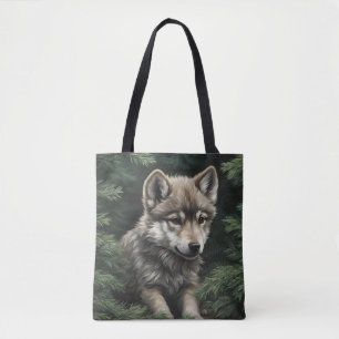 North Woods Wolf Cub Tote Bag