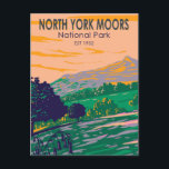 North York Moors National Park England Vintage Postcard<br><div class="desc">North York Moors vector artwork design. The park contains one of the largest expanses of heather moorland in the United Kingdom.</div>