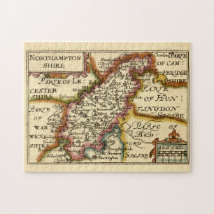 Northamptonshire County England Antiquarian Map Jigsaw Puzzle