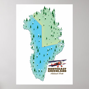 Northeast Greenland National Park map Poster