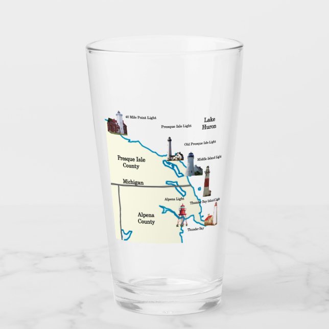 Northeast Lower Michigan Lighthouses glass (Front)