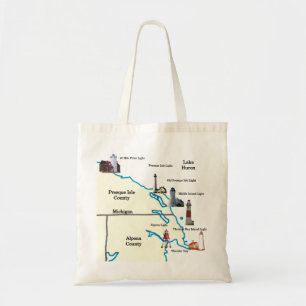 Northeast Michigan Lighthouses tote bag