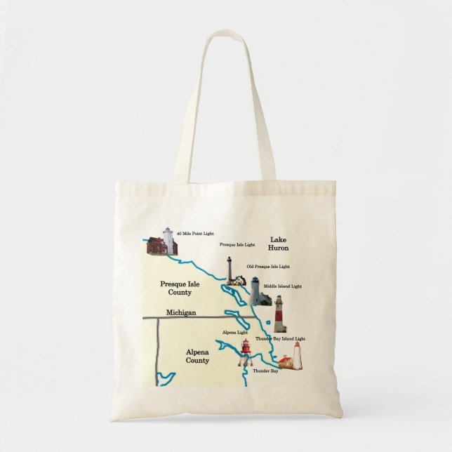Northeast Michigan Lighthouses tote bag (Front)