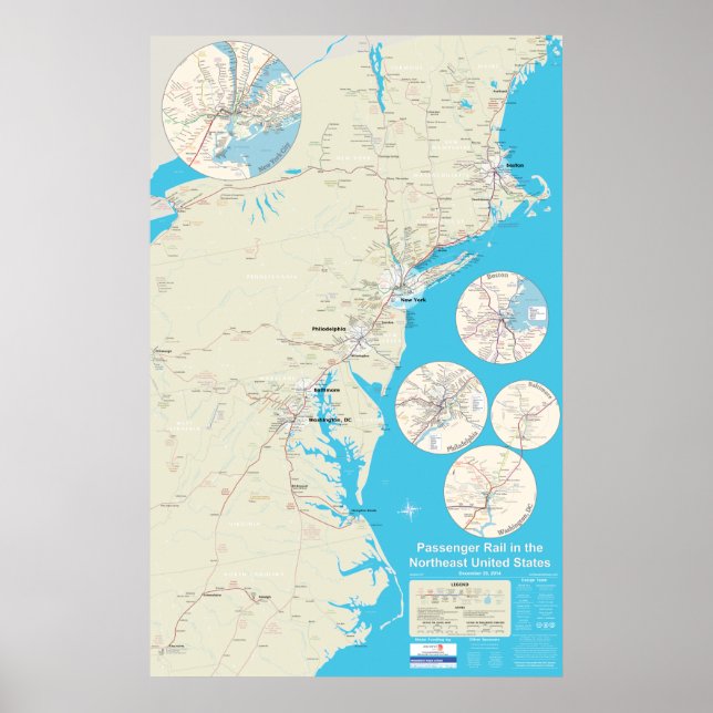 Northeast Rail Map version 2.1 - Dec 29, 2014 Poster (Front)