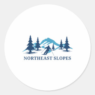 Northeast Slopes Vermont Ski Resort Skiing Skier _ Classic Round Sticker