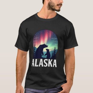 Northern Alaska Lights Viewing Mama Baby Polar Bea T-Shirt