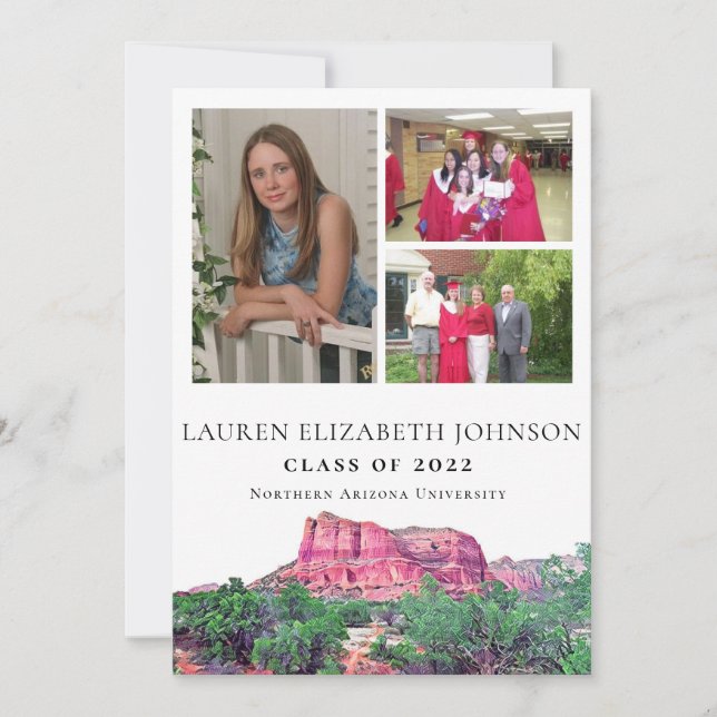 Northern Arizona 3 Photo Graduation Announcement (Front)