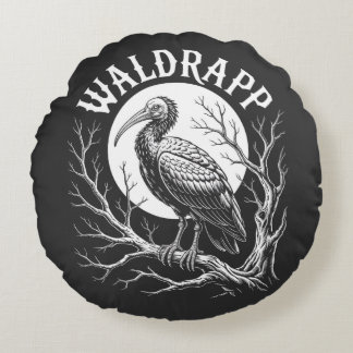 NORTHERN BALD IBIS WALDRAPP ENDANGERED BIRDS ROUND CUSHION