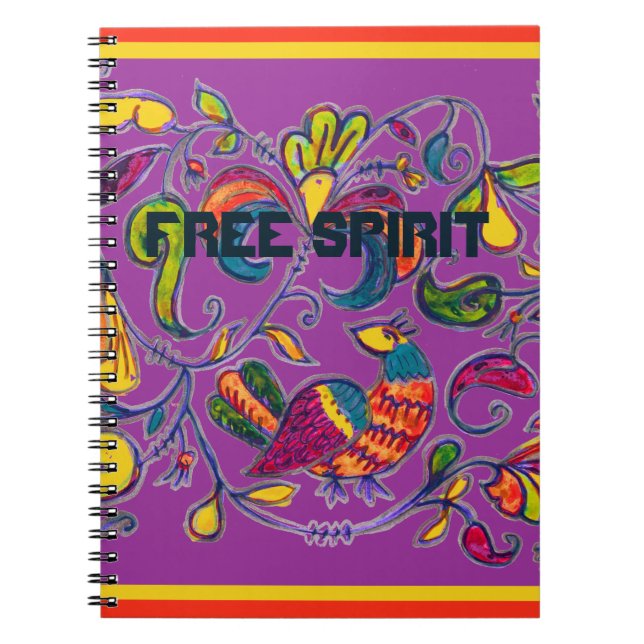 Northern Bird Folk Art Free Spirit Notebook (Front)