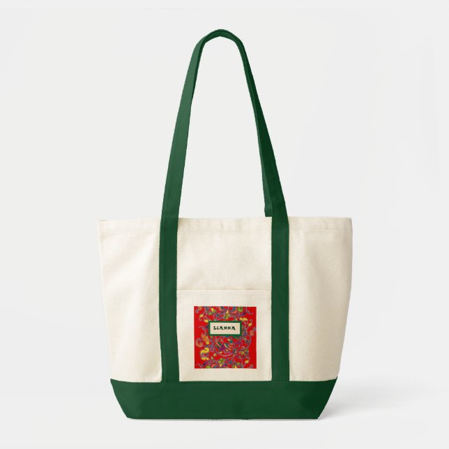 Northern Bird on red with your name Tote Bag (Front)