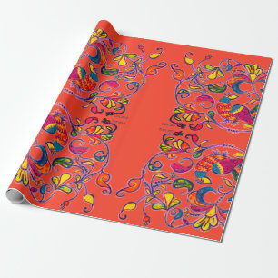 Northern Bird on Red Wrapping Paper