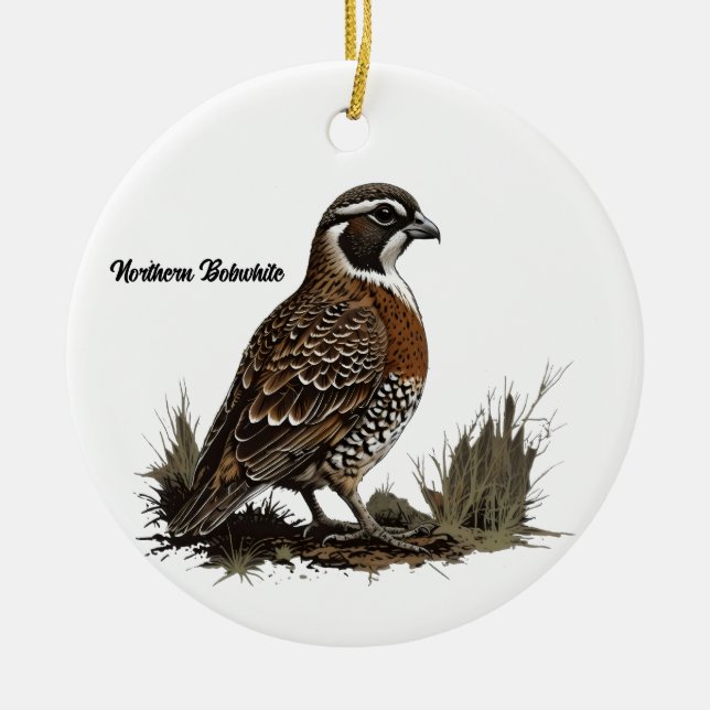 Northern Bobwhite Ceramic Tree Decoration (Front)