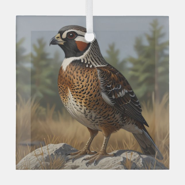 Northern Bobwhite  Glass Tree Decoration (Front)