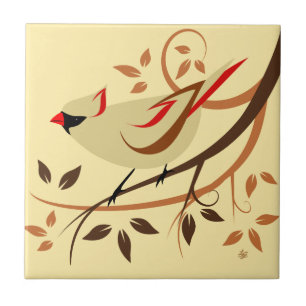 Northern Cardinal Bird Art Tiles