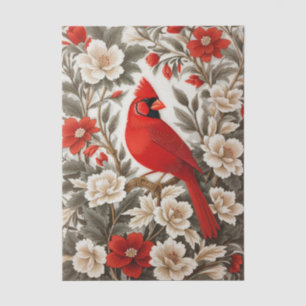 Northern Cardinal Bird Beautiful Floral Tissue Paper