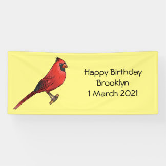 Northern cardinal bird cartoon illustration  banner