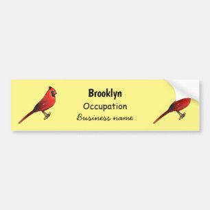 Northern cardinal bird cartoon illustration  bumper sticker