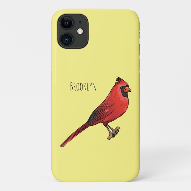 Northern cardinal bird cartoon illustration  Case-Mate iPhone case (Back)
