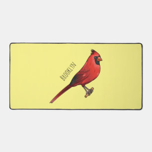 Northern cardinal bird cartoon illustration desk mat