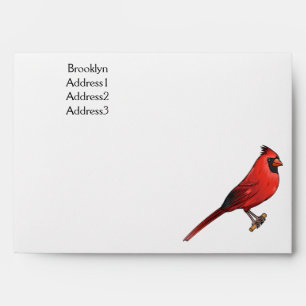 Northern cardinal bird cartoon illustration  envelope