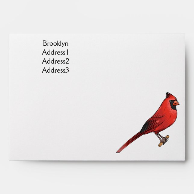 Northern cardinal bird cartoon illustration  envelope (Front)