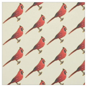 Northern cardinal bird cartoon illustration fabric