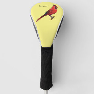 Northern cardinal bird cartoon illustration golf head cover