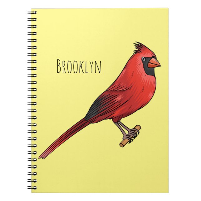 Northern cardinal bird cartoon illustration  notebook (Front)