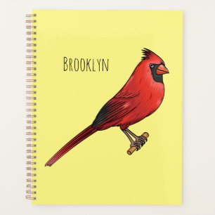 Northern cardinal bird cartoon illustration planner