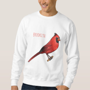 Northern cardinal bird cartoon illustration sweatshirt