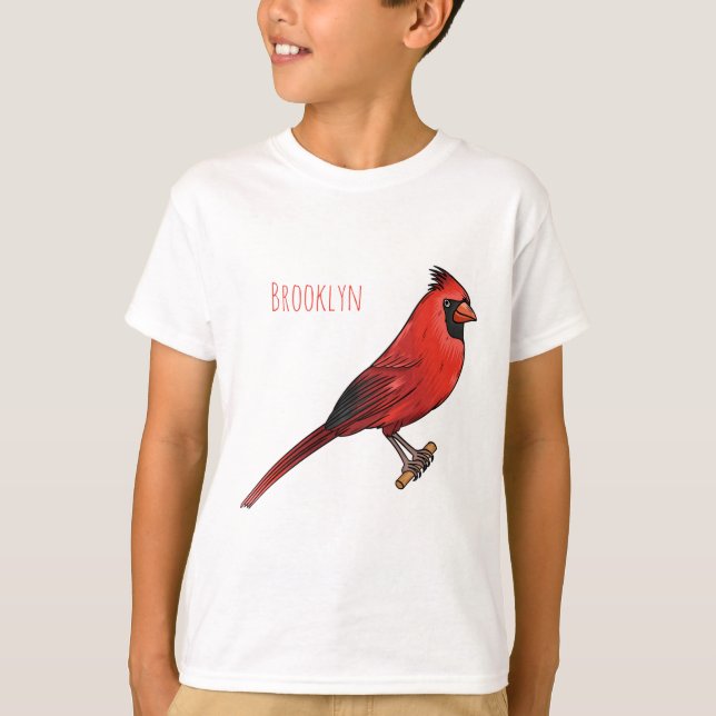 Northern cardinal bird cartoon illustration  T-Shirt (Front)