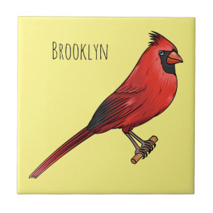 Northern cardinal bird cartoon illustration tile