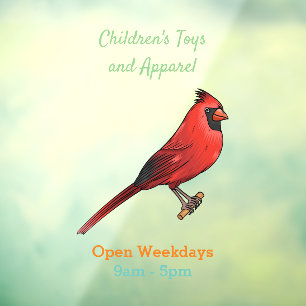 Northern cardinal bird cartoon illustration window cling