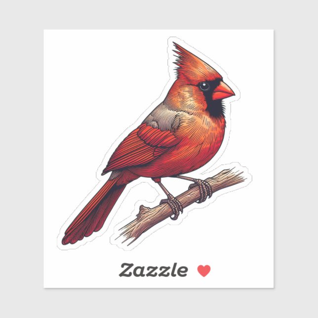 Northern Cardinal bird Custom-Cut Vinyl Sticker (Sheet)