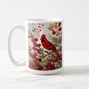 Northern Cardinal Bird Red Berries Coffee Mug
