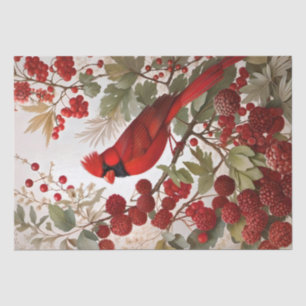 Northern Cardinal Bird Red Berries Tissue Paper