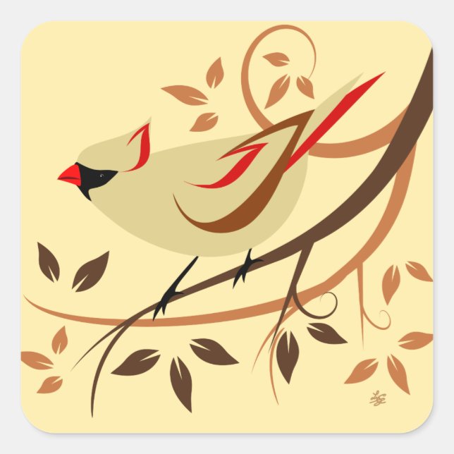 Northern Cardinal Bird Stickers (Front)