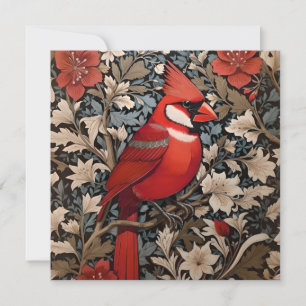 Northern Cardinal Bird William Morris Inspired