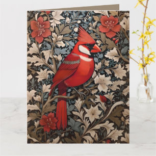 Northern Cardinal Bird William Morris Inspired Card