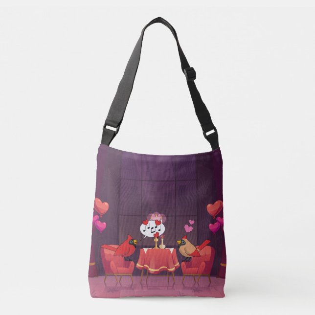 Northern Cardinal Birds Dinner Date Crossbody Bag (Front)