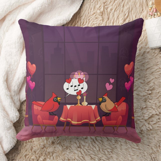 Northern Cardinal Birds Dinner Date Cushion (Blanket)